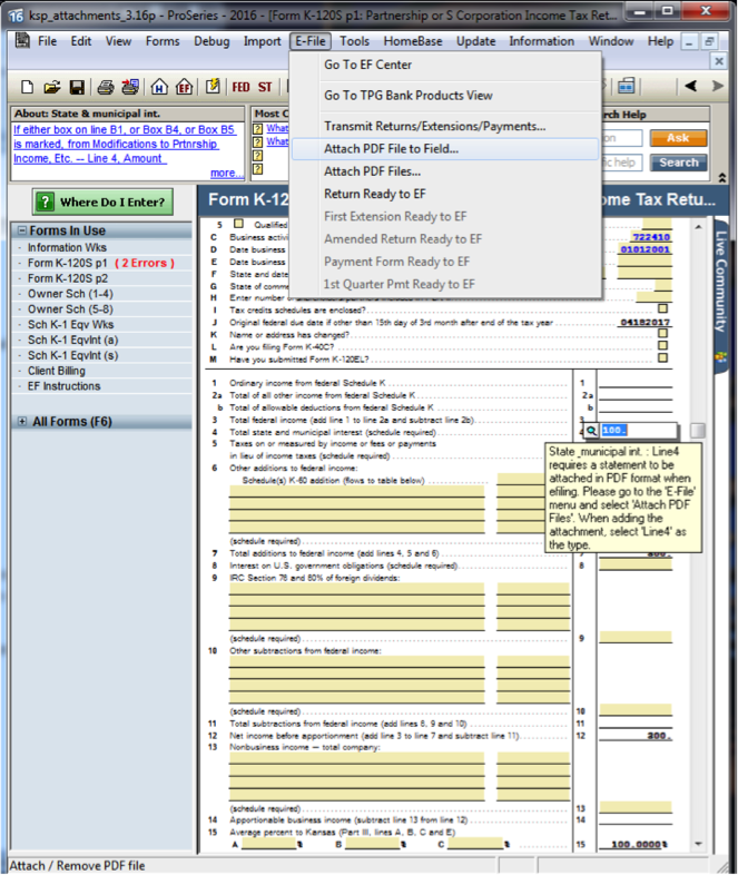 Proseries Attach PDF File to Field