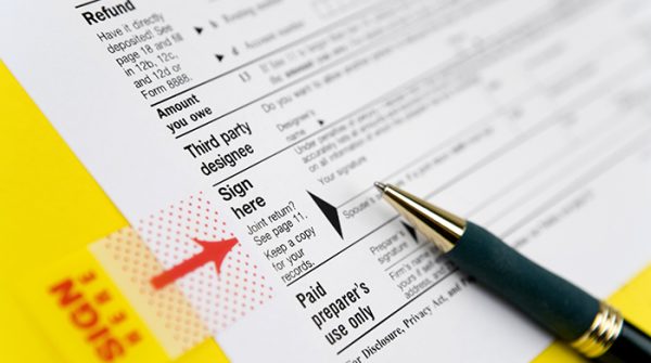 Sign a tax form