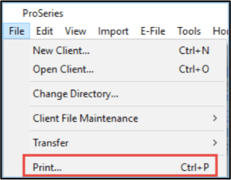 ProSeries: Print