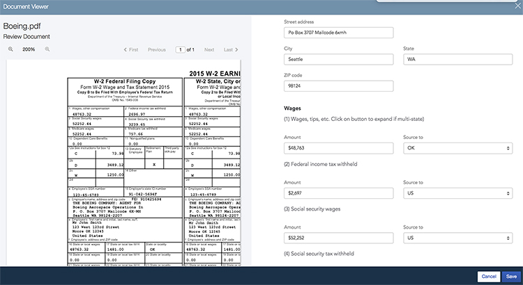 Side-by-side view in ProConnect Tax Online