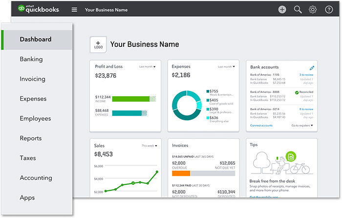 QuickBooks Online Dashboard