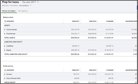 prep for taxes review and adjust