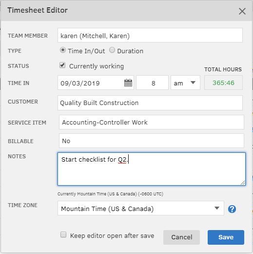 TSheets Time System