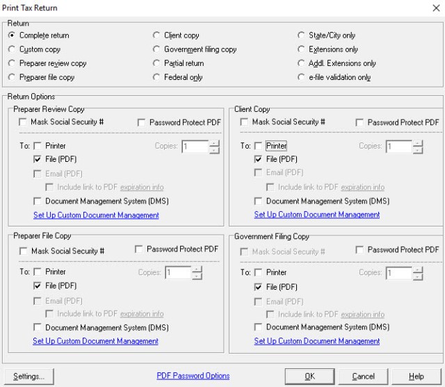 PDF Printing Lacerte 2019