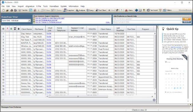 Database ProSeries 2020